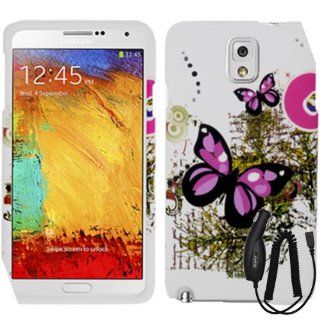 SAMSUNG GALAXY NOTE 3 PINK BLACK BUTTERFLY COVER SNAP ON HARD CASE + CAR CHARGER from [ACCESSORY ARENA] Cell Phones & Accessories