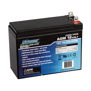 NPower 12 Volt Sealed Lead Acid Battery — 10 1/2Ah  Generator Batteries