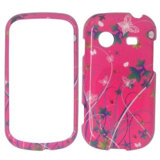 Butterfly, Flowers & Stars on Pink Hard Case Faceplate Protector Cover Snap On For   Samsung character R640 Cell Phones & Accessories