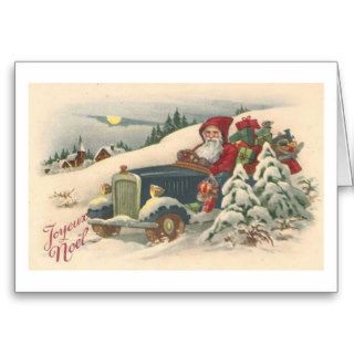 Santa in car   oldtimer   toys  France 1900s #X018 Greeting Card