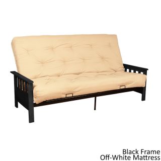 Epicfurnishings Provo Queen size Mission style Frame Cotton Foam Futon Set Black Size Queen