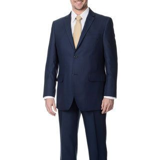 Angelo Rossi Mens Blue 2 button Tonal Stripe Micro Tech Suit