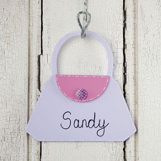 personalised handbag door sign by brambleberries