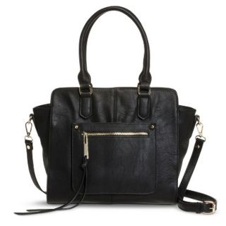 Moda Luxe Solid Satchel Handbag with Removable Crossbody Strap   Black