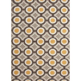 Hand tufted Contemporary Geometric Pattern Yellow Rug (76 X 96)