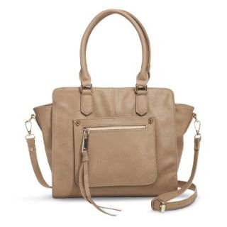 Moda Luxe Solid Satchel Handbag with Removable Crossbody Strap   Tan