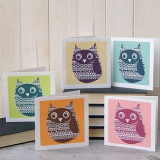 owl greetings card by clothkat