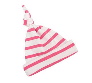 coral pink breton striped baby hat by bob & blossom ltd