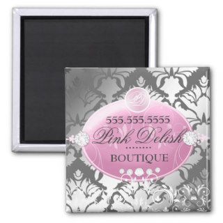 311 Pink Delish Damask Shimmer  Faux Silver Magnets