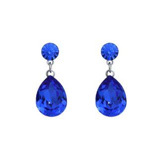 Blue Teardrop 15mm Swarovski Elements Crystal Drop Earrings Dangle Earrings Jewelry