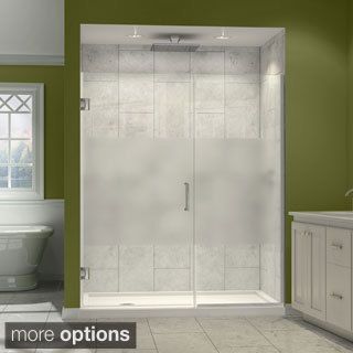 Dreamline Unidoor Plus 72 In. H X 60   61 In. W Frameless Hinged Shower Door, Half Frosted Glass