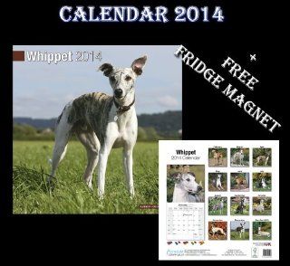 WHIPPET DOG CALENDAR 2014 + WHIPPET REFRIDGERATOR MAGNET  Wall Calendars 