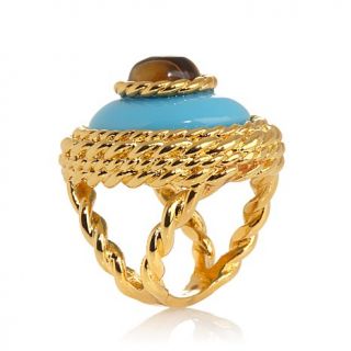Hutton Wilkinson Statement Jewelry Simulated Turquoise and Simulated Tiger's Ey