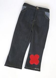 girls denim jeans with heart or flower motif by jazkids