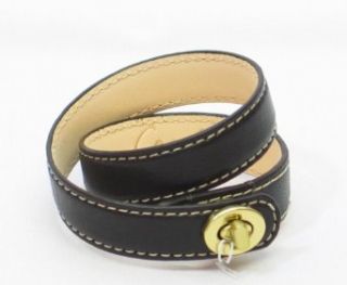 NEW AUTHENTIC COACH LEATHER DOUBLE WRAP TURNLOCK BRACELET (Dark Mahogany) Apparel Accessories