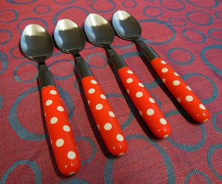 sets of spotted polka dot cutlery tea spoons by pushka knobs