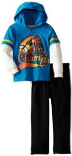 Kids Headquarters Boys 2 7 Twofer Hooded Top With Pull On Pants Champs, Blue, 3T Pants Clothing Sets Clothing