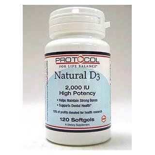 Protocol For Life Balance   Natural D3 5000 IU 120 gels Health & Personal Care