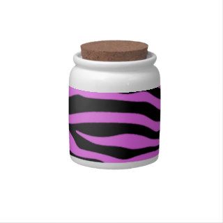 Fuchsia Pink Zebra Stripes Animal Print Candy Jar