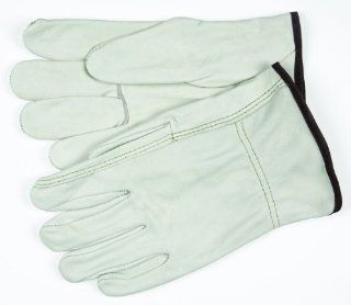 MCR Safety 3203XL Industry Grade Unlined Grain Cow Leather Driver Men's Gloves with Straight Thumb, Cream, X Large   Work Gloves  