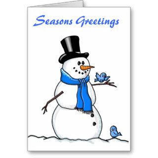 Snowman and Bluebirds Greeting Cards