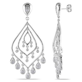 Miadora Sterling Silver 1/3ct TDW Diamond Chandelier Earrings (H I, I2 I3) Miadora Diamond Earrings