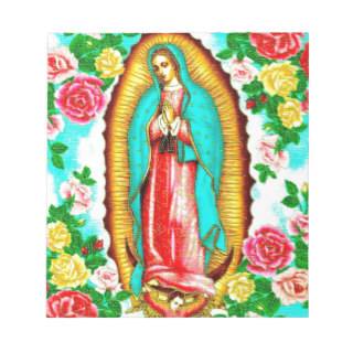 ROSES AND MADONNA OF GUADALUPE.ART DESIGN MEMO NOTE PADS