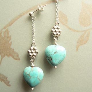 turquoise drop earrings by susan kerr jewellery