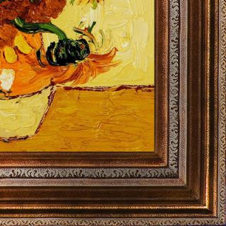 Tori Home Vase with Fifteen Sunflowers by Van Gogh Framed Original