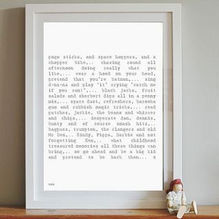 'childhood nostalgia' poem art print by pearl and earl