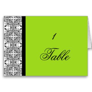 Damask Delight Lime Green Table Number Card