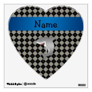 Personalized name shark argyle pattern wall sticker
