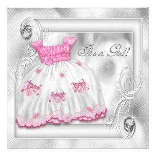 Elegant Pink and Gray Baby Shower Invitation