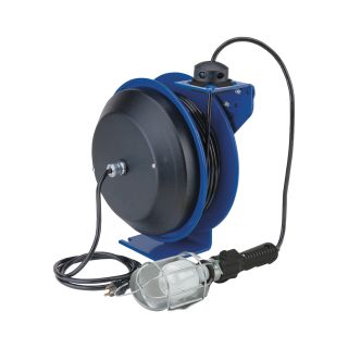 Coxreels PC Series Power Cord Reel — 50Ft., 16/3 Cord, with Incandescent Cage Light and Tool Tap, Model# PC13-5016-E  Cord Reels