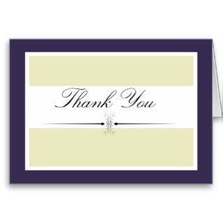 Cream and Eggplant Flourish Thank You notes Greeting Cards
