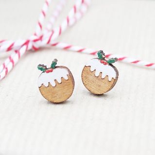 christmas pudding earrings by ginger pickle