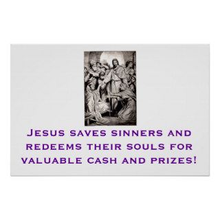 Jesus Redeems Souls for Cash and Prizes Poster