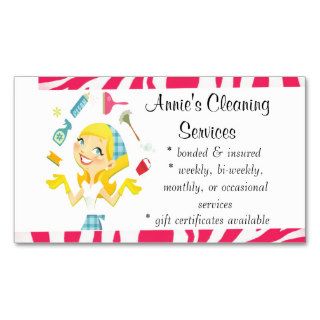 Cleaning services maid business card pink