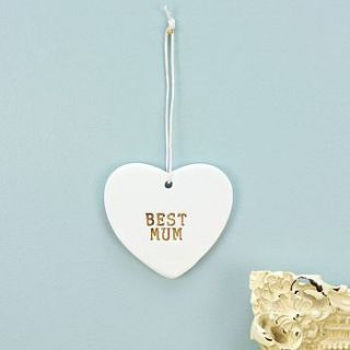 best mum ceramic white heart decoration by lisa angel homeware and gifts