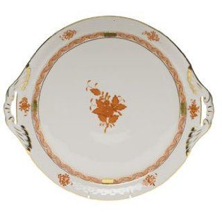 Herend Chinese Bouquet Rust Round Tray With Handles Kitchen & Dining