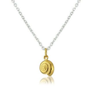22ct gold plated round shell pendant by charlotte lowe jewellery