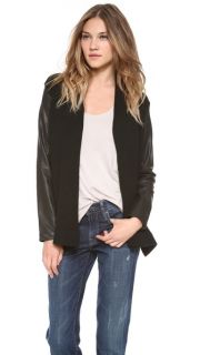 Vince Draped Cardigan with Leather Sleeves