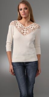 Beyond Vintage Crocheted Yoke Sweater