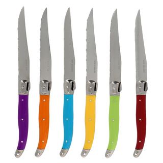 French Home 6 piece Multi colored Handles Laguiole Style Steak Knives Set French Home Steak Knives