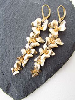 gold fivefold flower earrings by misskukie
