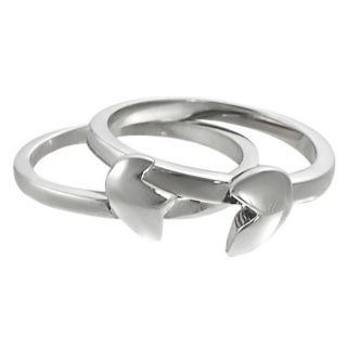 Silvertone Two piece Heart Friendship Ring Fashion Rings