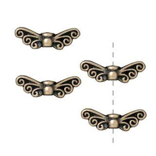 Brass Oxide Finish Pewter Fairy Wing Beads 13.8mm (4)
