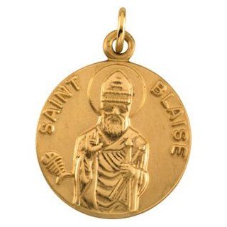 14K Yellow Gold St. Blaise Medal with 18 Inch Chain Jewelry