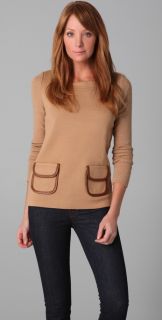 Tory Burch Octaria Sweater with Leather Trim