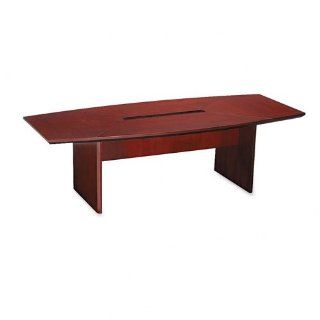Mayline MLNCT96CRYKIT 96" Veneer Boat Shaped Conference Table, Corsica Series, With Black Beveled Edge and Slab Base, Cherry Veneer, Sierra Cherry Finish 